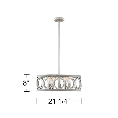 Franklin Iron Works Salima Brushed Nickel Gray Pendant Chandelier 21 1/4" Wide Farmhouse Rustic LED 5-Light Fixture For Dining Room Kitchen Island 8 Franklin Iron Works Salima Brushed Nickel Gray Pendant Chandelier 21 1/4" Wide Farmhouse Rustic LED 5-Light Fixture For Dining Room Kitchen Island - Image 6