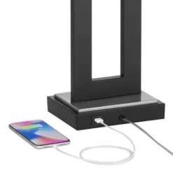 360 Lighting Neil Modern Rustic Table Lamp 26" High Black Metal With USB Charging Port White Rectangular Shade For Bedroom Living Room Bedside Desk -Lighting Specialty Store GUEST b0a9cf55 987a 4710 b715 8265d4b75ac5