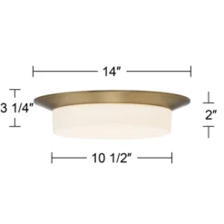 Possini Euro Design Melber Modern Ceiling Light Flush Mount Fixture 14" Wide Warm Brass Gold 3-Light Opal White Glass Shade For Bedroom Living Room -Lighting Specialty Store GUEST b285aa94 b8ac 4620 8846 61d63a9bf1a8