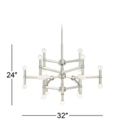 Possini Euro Design Marya Brushed Nickel Chandelier 32" Wide Modern 24-Light Fixture For Dining Room House Foyer Kitchen Island Entryway Bedroom Home -Lighting Specialty Store GUEST b2adf0f2 31db 48d6 a357 054405825ecb