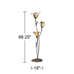 Franklin Iron Works Rustic Floor Lamp With USB Charging Port 3-Light 68 1/4" Tall Bronze Gold Lily-Shaped Amber Shade Living Room 15 Franklin Iron Works Rustic Floor Lamp With USB Charging Port 3-Light 68 1/4" Tall Bronze Gold Lily-Shaped Amber Shade Living Room -Lighting Specialty Store GUEST b360cfd4 985b 441b b033 081625c372d9