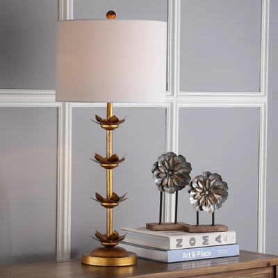 (Set Of 2) 32" Lani Leaf Table Lamp Antique Gold (Includes LED Light Bulb) - Safavieh 4 (Set Of 2) 32" Lani Leaf Table Lamp Antique Gold (Includes LED Light Bulb) - Safavieh - Image 2