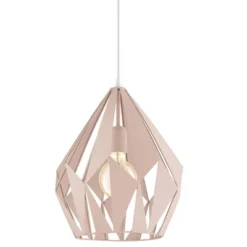 1-Light Carlton Geometric Pendant With Pastel Apricot Shade - EGLO