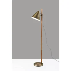 Bryn Floor Lamp Natural Rubberwood Antique Brass - Adesso -Lighting Specialty Store GUEST b6ceb09f d471 4482 b8e0 925716bb8d9d