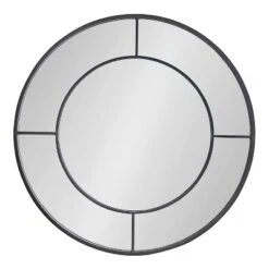 30" Kaveena Round Wall Mirror Black - Kate & Laurel All Things Decor