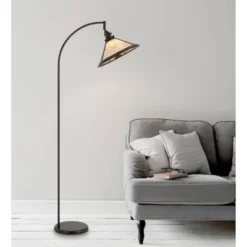 65" Metal Downbridge Adjustable Floor Lamp With Mica Shade Bronze - Cal Lighting