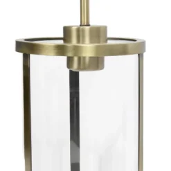 1-Light 9.25" Modern Farmhouse Adjustable Hanging Cylindrical Clear Glass Pendant Fixture With Metal Accent - Lalia Home -Lighting Specialty Store GUEST bbc8c717 682a 4752 9037 173428c42892