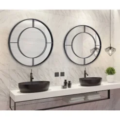 30" Kaveena Round Wall Mirror Black - Kate & Laurel All Things Decor 12 30" Kaveena Round Wall Mirror Black - Kate & Laurel All Things Decor -Lighting Specialty Store GUEST bc5394cc d2a7 47f6 a877 65813d2c297c