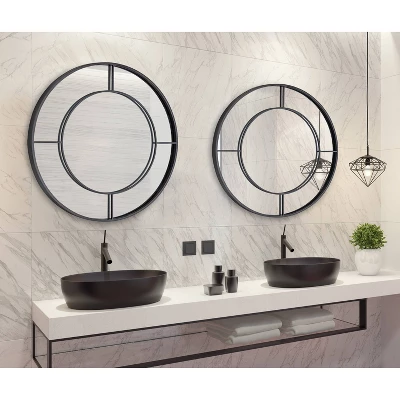 30" Kaveena Round Wall Mirror Black - Kate & Laurel All Things Decor 7 30" Kaveena Round Wall Mirror Black - Kate & Laurel All Things Decor - Image 5