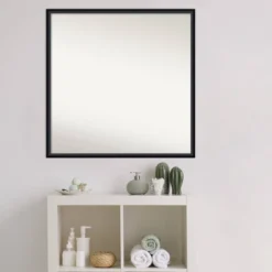 27" X 27" Non-Beveled Lucie Wood Bathroom Wall Mirror Black - Amanti Art -Lighting Specialty Store GUEST bf1fa1df 0578 4af3 8b5d 8b2362683c84