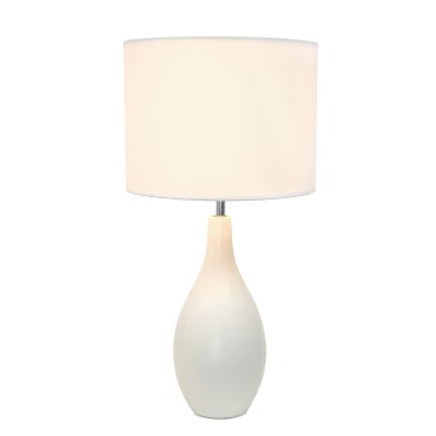 18.11" Traditional Standard Ceramic Dewdrop Table Desk Lamp With Matching Fabric Shade Off-White - Creekwood Home 7 18.11" Traditional Standard Ceramic Dewdrop Table Desk Lamp With Matching Fabric Shade Off-White - Creekwood Home - Image 5
