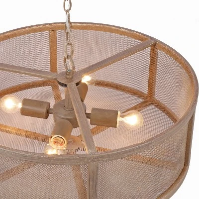 18" Metal Dixsie Caged Farmhouse Chandelier Woodgrain - River Of Goods 12 18" Metal Dixsie Caged Farmhouse Chandelier Woodgrain - River Of Goods - Image 10