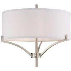 360 Lighting Modern Floor Lamp 62" Tall Black And Brushed Steel Column White Linen Drum Shade For Living Room Reading Bedroom Office -Lighting Specialty Store GUEST c26caff9 28ce 491d a884 e7c350598742