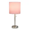 19.5" Bedside Power Outlet Base Metal Table Desk Lamp Brushed Steel With Fabric Shade Light Pink - Creekwood Home 2 19.5" Bedside Power Outlet Base Metal Table Desk Lamp Brushed Steel With Fabric Shade Light Pink - Creekwood Home -Lighting Specialty Store GUEST c2a7950c 87aa 4a58 9252 42ecf265417b