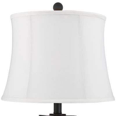 Franklin Iron Works Kacey Modern Table Lamps 25 1/4" High Set Of 2 Dark Metal With USB Charging Port Nightlight LED White Softback Shade For Home Desk 8 Franklin Iron Works Kacey Modern Table Lamps 25 1/4" High Set Of 2 Dark Metal With USB Charging Port Nightlight LED White Softback Shade For Home Desk - Image 6