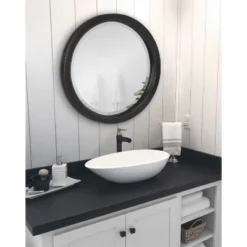 18" X 18" Hogan Round Framed Decorative Wall Mirror Black - Kate & Laurel All Things Decor 11 18" X 18" Hogan Round Framed Decorative Wall Mirror Black - Kate & Laurel All Things Decor -Lighting Specialty Store GUEST c6499d0e 8463 45ef ab37 5393497f03ec