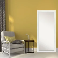 29"x65" Eva White Silver Framed Full Length Floor/Leaner Mirror - Amanti Art -Lighting Specialty Store GUEST c65ae2e6 9d44 451e 8bf9 c27ef7017376