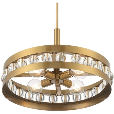 Stiffel Artyom Warm Gold Ring Pendant Chandelier 21 1/2" Wide Modern Clear Crystal Balls 4-Light Fixture For Dining Room House Foyer Kitchen Island 5 Stiffel Artyom Warm Gold Ring Pendant Chandelier 21 1/2" Wide Modern Clear Crystal Balls 4-Light Fixture For Dining Room House Foyer Kitchen Island - Image 3