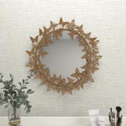 Metal Butterfly Round 3D Wall Mirror Gold - Olivia & May -Lighting Specialty Store GUEST c6a48cec a87c 4c0f 9571 80349dc07345