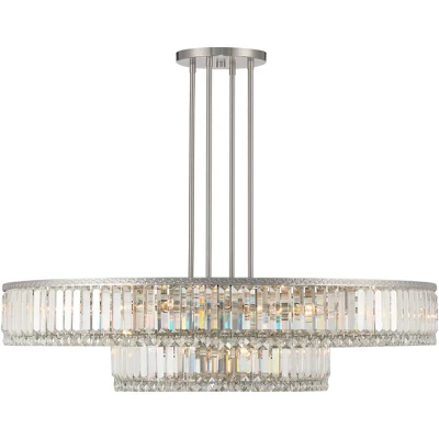Stiffel Brushed Nickel Chandelier 40 1/4" Wide Modern 2-Tier Frame Clear Crystal 16-Light Fixture For Dining Room House Entryway 7 Stiffel Brushed Nickel Chandelier 40 1/4" Wide Modern 2-Tier Frame Clear Crystal 16-Light Fixture For Dining Room House Entryway - Image 5