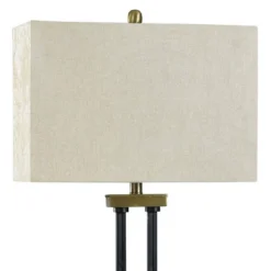 Mid-Century Modern Metal Desk Lamp With Linen Hardback Shade - StyleCraft