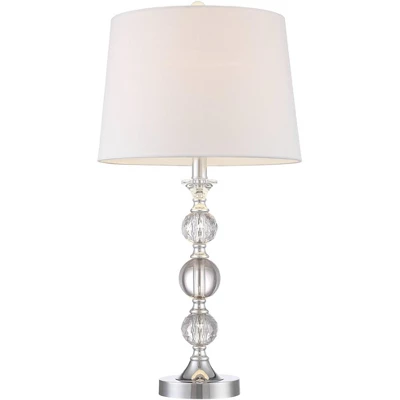 360 Lighting Solange Modern Table Lamps 25" High Set Of 2 Stacked Crystal Glass Silver White Tapered Drum Shade For Bedroom Living Room Nightstand 7 360 Lighting Solange Modern Table Lamps 25" High Set Of 2 Stacked Crystal Glass Silver White Tapered Drum Shade For Bedroom Living Room Nightstand - Image 5