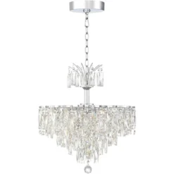 Vienna Full Spectrum Villette Chrome Chandelier 27 1/2" Wide Modern Cascade Crystal 6-Light LED Fixture For Dining Room Foyer Kitchen Island Entryway -Lighting Specialty Store GUEST d14fcfbd 30c1 40c3 a053 139699901da9