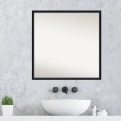 27" X 27" Non-Beveled Lucie Wood Bathroom Wall Mirror Black - Amanti Art -Lighting Specialty Store GUEST d3307021 0aaf 40ed 9f3f 3e386854ac7e