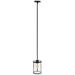 1-Light 9.25" Modern Farmhouse Adjustable Hanging Cylindrical Clear Glass Pendant Fixture With Metal Accent - Lalia Home -Lighting Specialty Store GUEST d4388142 daff 42cc 8918 53a1e0b7a1b0