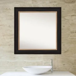 33" X 33" Non-Beveled Vogue Black Bathroom Wall Mirror - Amanti Art -Lighting Specialty Store GUEST dd308a27 ac24 46ce 98fc 99d76e685d11