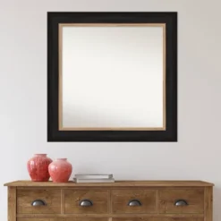 33" X 33" Non-Beveled Vogue Black Bathroom Wall Mirror - Amanti Art -Lighting Specialty Store GUEST de0af0df f1db 49c2 ab9e d3e5b0223360