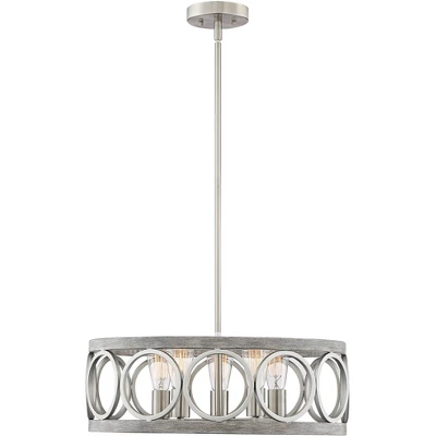 Franklin Iron Works Salima Brushed Nickel Gray Pendant Chandelier 21 1/4" Wide Farmhouse Rustic LED 5-Light Fixture For Dining Room Kitchen Island 7 Franklin Iron Works Salima Brushed Nickel Gray Pendant Chandelier 21 1/4" Wide Farmhouse Rustic LED 5-Light Fixture For Dining Room Kitchen Island - Image 5