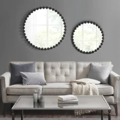33.8" X 24.3" Round Marlowe Decorative Wall Mirror Black - Madison Park Signature -Lighting Specialty Store GUEST df690e01 9092 403b 9df1 79ee2aeeae2d