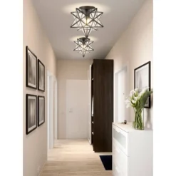 12" Metal/Glass Stella Moravian Star Flush Mount (Includes Energy Efficient Light Bulb) Black - JONATHAN Y -Lighting Specialty Store GUEST e07092ba 3ffe 4397 935f 01a8e5a2c74f