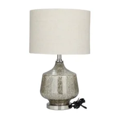 Linen Table Lamp With Faux Mercury Glass Finish Silver - Olivia & May 15 Linen Table Lamp With Faux Mercury Glass Finish Silver - Olivia & May -Lighting Specialty Store GUEST e347cda9 00fa 421e a808 fc381f44bc93