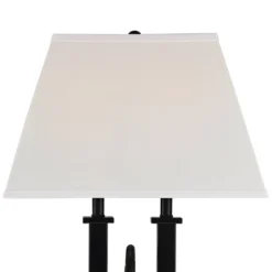 Possini Euro Design Deacon Modern Desk Table Lamp 26" High Black With USB And AC Power Outlet In Base LED Reading Light Oatmeal Shade For Office Desk -Lighting Specialty Store GUEST e587a2a5 8800 4462 9800 0f989f718c22