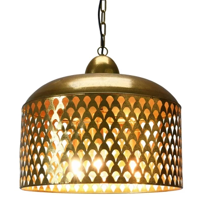 20.25" X 18.5" Metal Pendant Lamp Gold Finish - Storied Home 7 20.25" X 18.5" Metal Pendant Lamp Gold Finish - Storied Home - Image 5