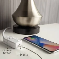 Possini Euro Design Modern Table Lamp With USB Charging Port And Nightlight LED 25" High Blue Art Glass White Shade For Bedroom Desk (Color May Vary) 17 Possini Euro Design Modern Table Lamp With USB Charging Port And Nightlight LED 25" High Blue Art Glass White Shade For Bedroom Desk (Color May Vary) -Lighting Specialty Store GUEST ebc0f417 de2e 4349 b9ed c3ead5843cdf 2