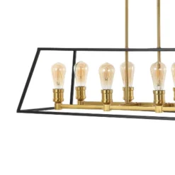 35" 8-Light Liane Farmhouse Industrial Iron Linear LED Pendant Black/Brass Gold - JONATHAN Y -Lighting Specialty Store GUEST ec796841 64d1 431f 902d 77dc9a0dc315