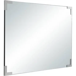 Noble Park Slynia Rectangular Vanity Decorative Wall Mirror Modern Silver Metal Corner 27" Wide For Bathroom Bedroom Living Room Home Office Entryway -Lighting Specialty Store GUEST ee0b8c08 3fd2 4033 8166 5ff78af42e72