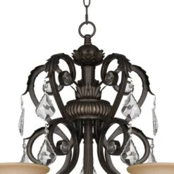 Kathy Ireland French Bronze Chandelier 31" Wide Rustic Crystal Amber Bell Glass 5-Light Fixture For Dining Room House Home Kitchen -Lighting Specialty Store GUEST ee29b97c 30f0 466b 95a9 f91a411dcf27