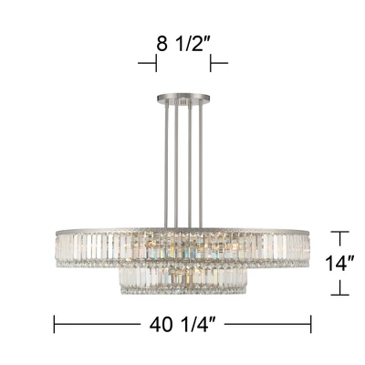 Stiffel Brushed Nickel Chandelier 40 1/4" Wide Modern 2-Tier Frame Clear Crystal 16-Light Fixture For Dining Room House Entryway 9 Stiffel Brushed Nickel Chandelier 40 1/4" Wide Modern 2-Tier Frame Clear Crystal 16-Light Fixture For Dining Room House Entryway - Image 7