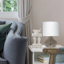 Glass Raindrop Table Lamp With Fabric Shade Smoke Gray - Simple Designs -Lighting Specialty Store GUEST f0667078 9d36 4a98 af3d 6b4659789a5d