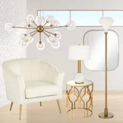 Possini Euro Design Spheres Antique Brass Chandelier 30" Wide Mid Century Modern Sputnik Glass Shade 15-Light Fixture For Dining Room Kitchen Island -Lighting Specialty Store GUEST f131dd73 bac9 45c5 b238 e3ca68c2d923