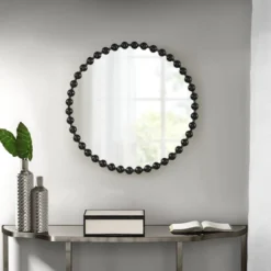 33.8" X 24.3" Round Marlowe Decorative Wall Mirror Black - Madison Park Signature -Lighting Specialty Store GUEST f5428a2e dab4 4cbd 93c8 04b43e37a7e7