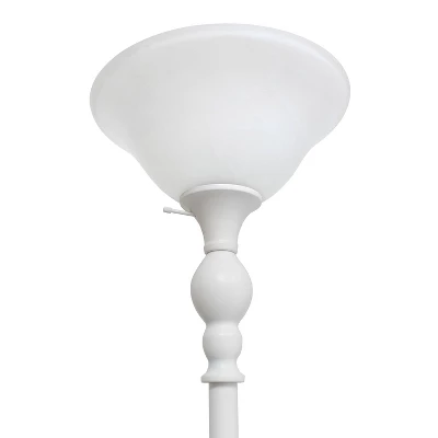 1-Light Classic Torchiere Floor Lamp With Marbleized Glass Shade White - Lalia Home 6 1-Light Classic Torchiere Floor Lamp With Marbleized Glass Shade White - Lalia Home - Image 4