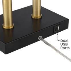 Possini Euro Design Keegan Modern Desk Lamp 24" High Warm Brass With Dual USB Charging Ports LED Adjustable Black Shade For Bedroom Living Room Desk -Lighting Specialty Store GUEST f7c5654c 2ff0 4368 9784 4f28f7aa76ef