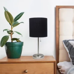 19.5" Bedside USB Port Feature Metal Table Desk Lamp Brushed Steel With Black Fabric Shade - Creekwood Home -Lighting Specialty Store GUEST f95c8cbd e583 4f42 ba6a 5d82fea0ce4f