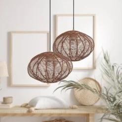 13.5" 1-Light Linnea Pendant Rattan Brown - River Of Goods -Lighting Specialty Store GUEST f9989c02 63e0 42b4 999e 4b6069b15cf9