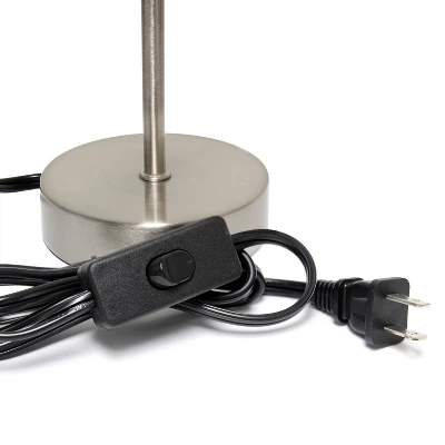 10.5" Petite Metal Stick Bedside Table Desk Lamp In Sand Nickel With Fabric Shade Orange - Creekwood Home 5 10.5" Petite Metal Stick Bedside Table Desk Lamp In Sand Nickel With Fabric Shade Orange - Creekwood Home - Image 3